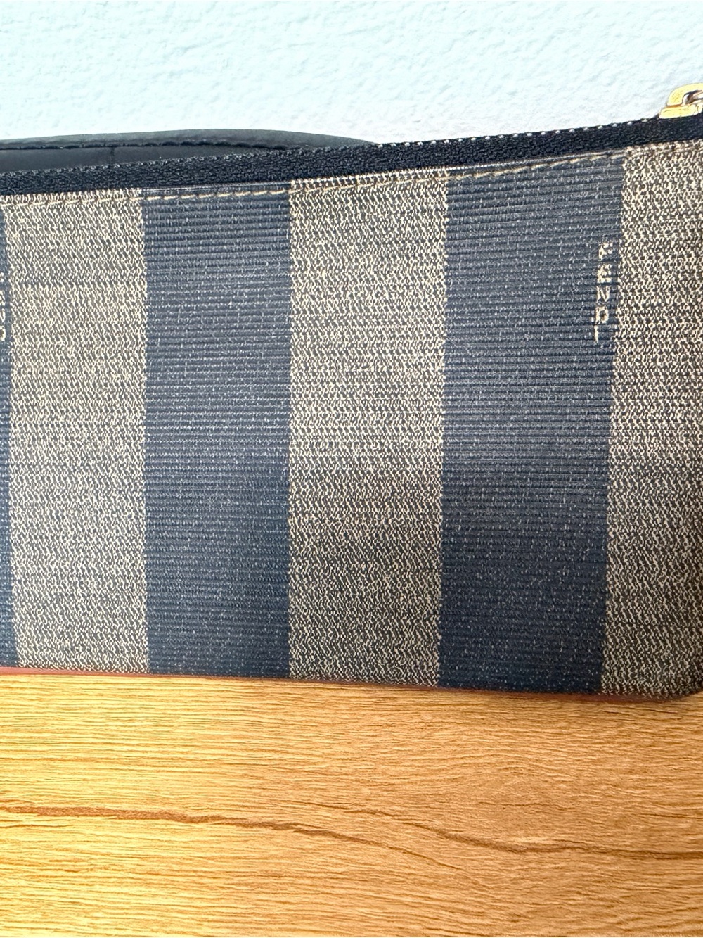 Fendi Vintage Brown/Black Striped Zip Pouch Cosmetic Bag - Picture 2 of 6